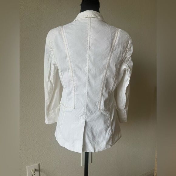 Bebe Women’s Linen Blend Blazer Jacket Sz 10 Ivory Italian Fabric Office Career - Picture 3 of 6